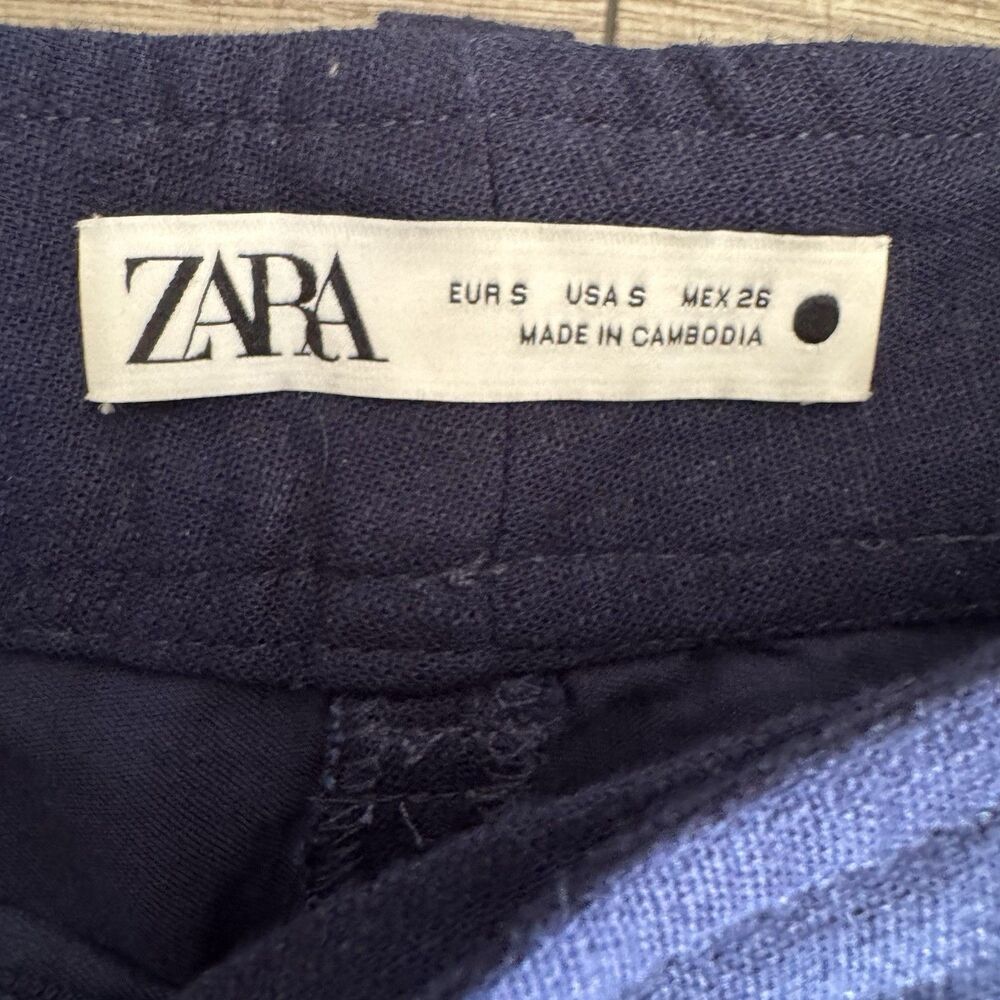 Zara High Waisted Boho ChiNavy Blue Embroidered Pants Culottes Cottagecore Sz S - Picture 7 of 16
